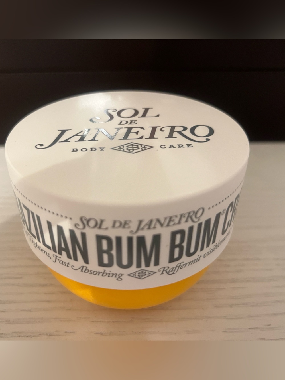 Sol de Janeiro Yellow and White Body Cream Jar